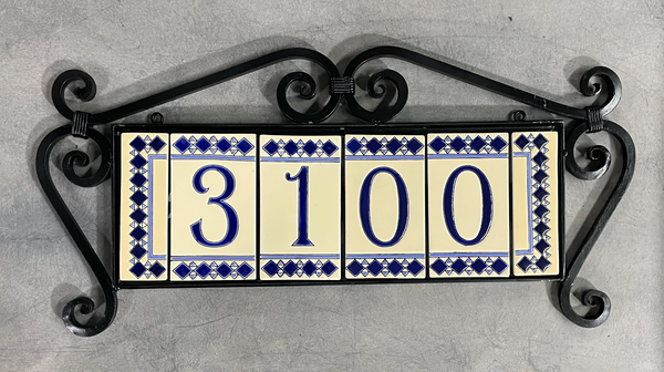 Hand Forged Iron Address Frame With Scroll – Mexican Tile Designs