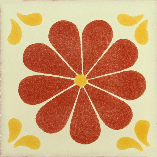 Traditional Mexican Tile - Amapola Terra Cota/Mostaza – Mexican