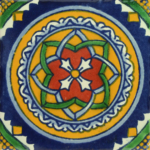 Traditional Decorative Mexican tile blue circle