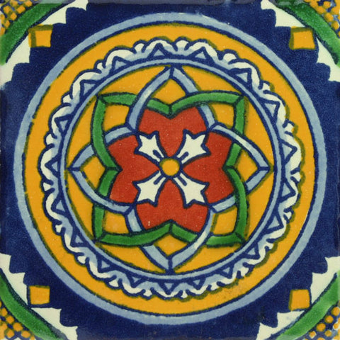 Traditional Decorative Mexican tile blue circle