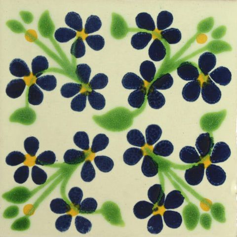 Traditional Decorative Mexican tile violet flowers