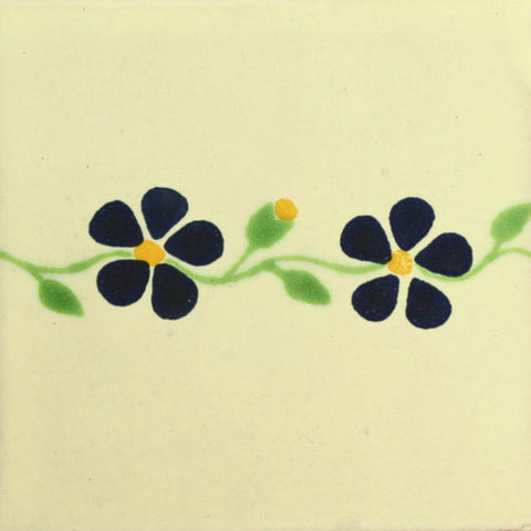 Traditional Decorative Mexican Tile - violet flower