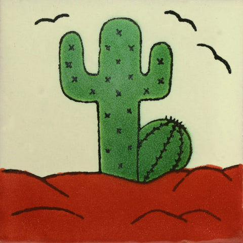 Traditional Southwest Decorative Mexican Tile -Cactus