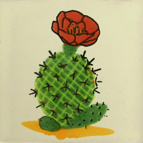 Traditional Decorative Mexican tile cactus flower