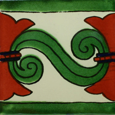 Mexican Tile-Border with white, green and terra cotta