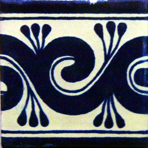 Mexican Tile_Border Decorative in cobalt blue and off-white 