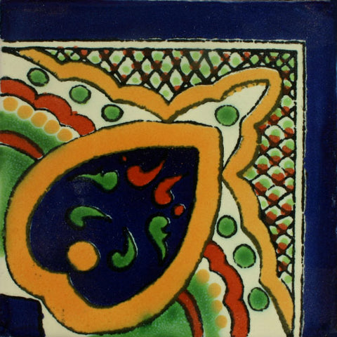 Traditional Mexican Border Tile - Guia Alborada, Corner