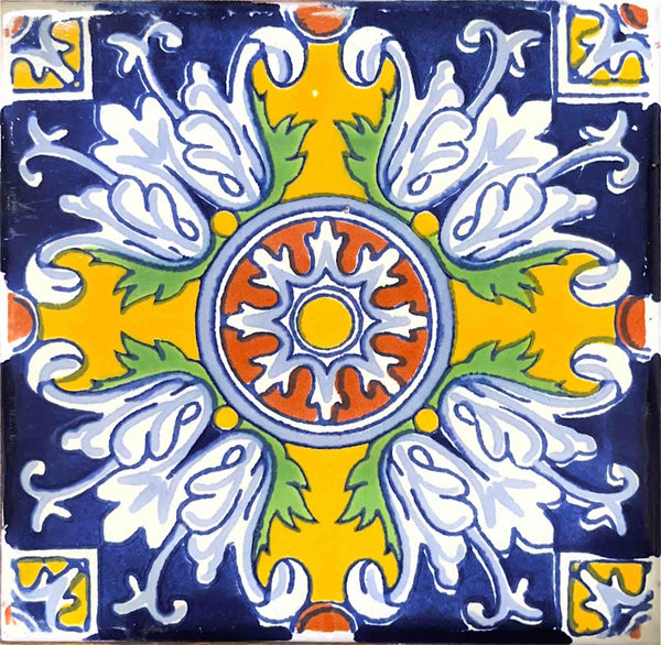 水着 Shelby Mexican Tile/S Traditional Mexican Tile - Toledo Terra Cota/Azul – Mexican Tile