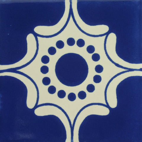 Especial ceramic Mexican decorative tile - arabesque azul