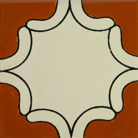 Especial ceramic Mexican decorative tile - arabesque terra cota