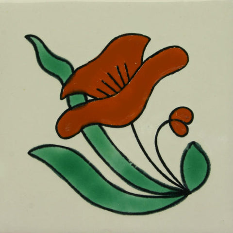 Especial ceramic Spanish decorative tile - red flower