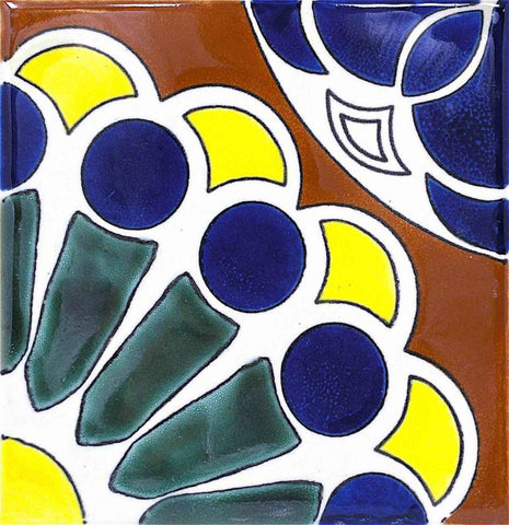 Porcelain Mexican Tile -FIESTA CON TURQUESA Y MOSTAZA