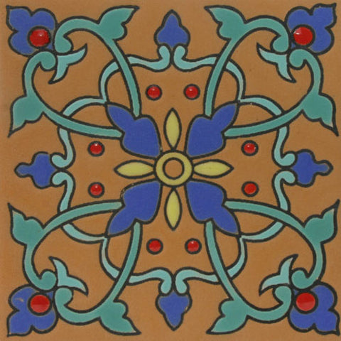 Hand painted raised relief tile