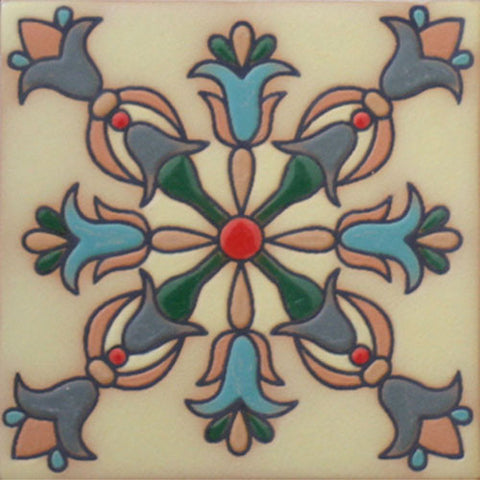 Hand painted raised-relief tile