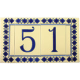 Blue diamond pattern house numbers