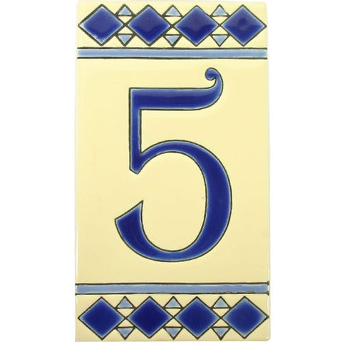 Blue diamond house number tile