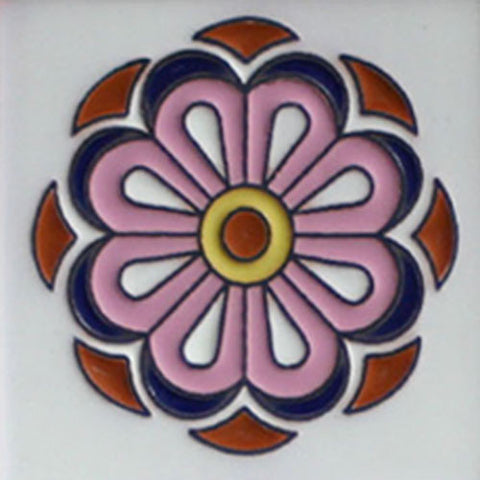 Hand painted raised relief tile