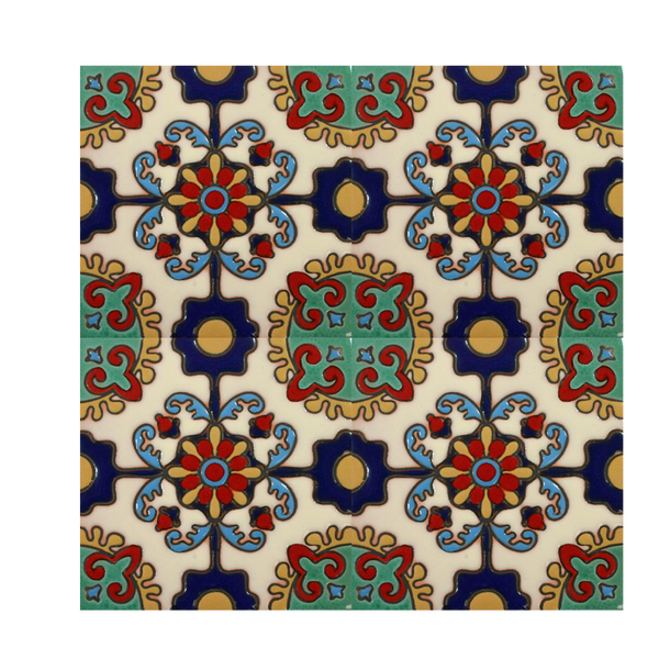 Prima Mexican Tile - Otono Azul Y Mostaza – Mexican Tile Designs