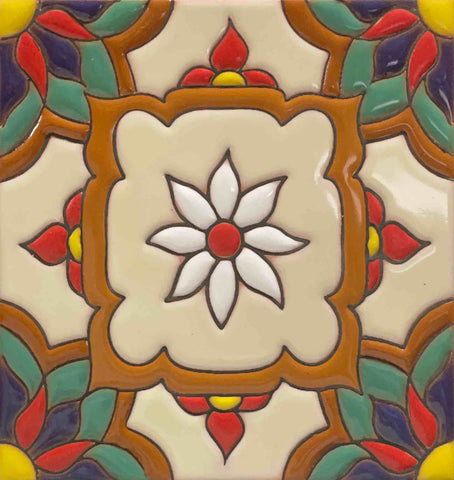 CERAMIC MALIBU STYLE MEXICAN TILE - JARDIN III 6x6