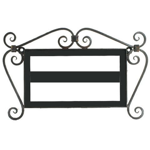 Ornate scrollwork iron house number frame