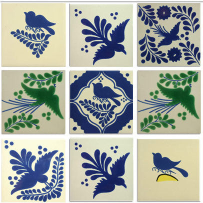 Bird collection Ceramic Mexican tile