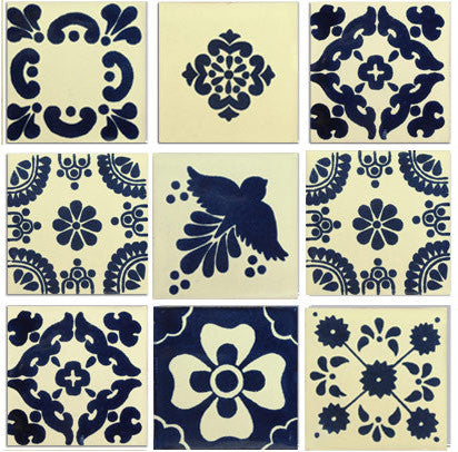 Blue and white Talavera tile collection