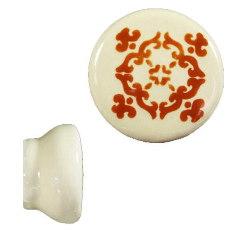 Hand Painted Ceramic Knob - Barrocco Terra Cota