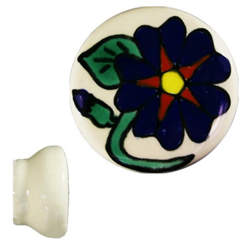 Hand Painted Ceramic Knob - Capuchina Azul