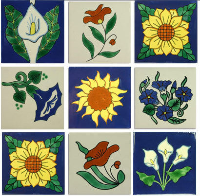 flower motifs Mexican ceramic tile collection