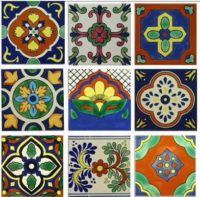 Classic Mexican ceramic decorative tile collection