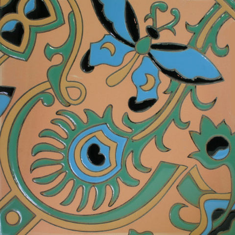turquoise butterfly patterned floor or wall tile