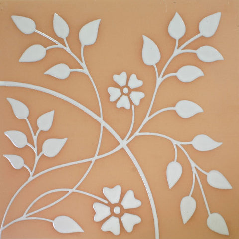 White floral design Mexican floor paver