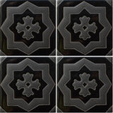 Black decorative raised relief tile