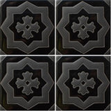 Black decorative raised relief tile