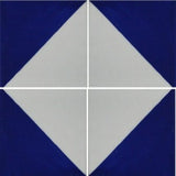 4 tile array of blue and white tile