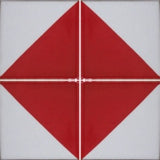 four tile array red and white Mexican tile