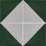 4 tile array green and white geometric tile