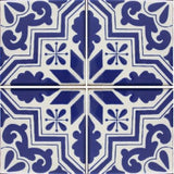 4 tile array cobalt blue and white pattern decorative tile