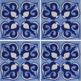 blue and white tile array