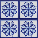 4 tile array blue and white decorative Mexican tile