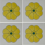 4 tile array yellow flower Mexican tile