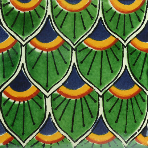 Traditional Decorative Mexican Tile peacock feathers 