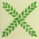 Traditional Decorative Mexican Tile- green leaves 
