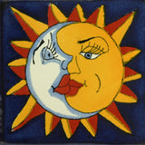 Traditional Decorative Mexican Tile - sun and moon