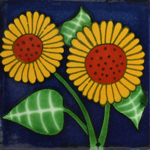 Traditional Decorative Mexican Sunflower Tile 
