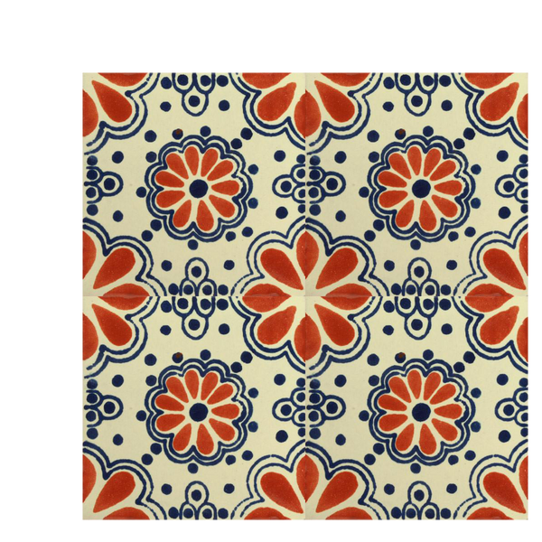 Traditional Mexican Tile - Lace Azul/Terra Cota – Mexican Tile Designs