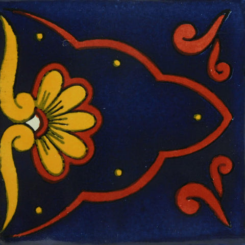 Mexican Tile-Border cobalt blue and terra cotta 