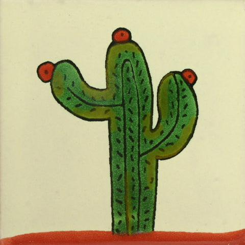 Traditional Southwest Decorative Mexican Tile -Cactus