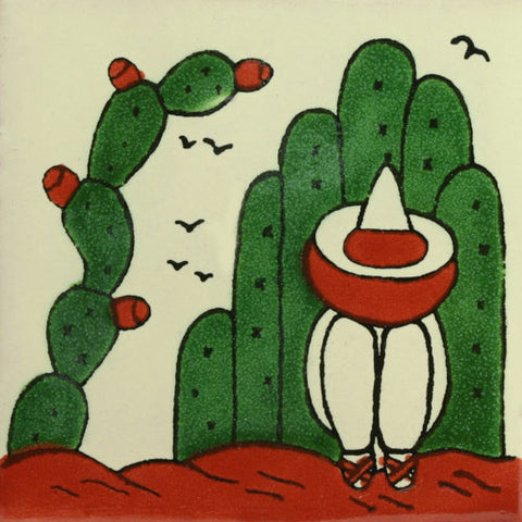 Traditional Decorative Mexican tile cactus