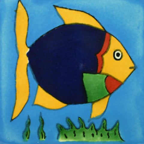 Traditional Decorative Mexican tile - Angel Fish 